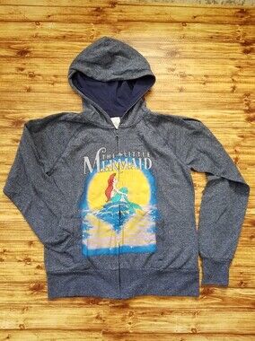 Disney Store Women's Mwdium Blue Little Mermaid Hoodie Zip Sweatshirt Hooded M